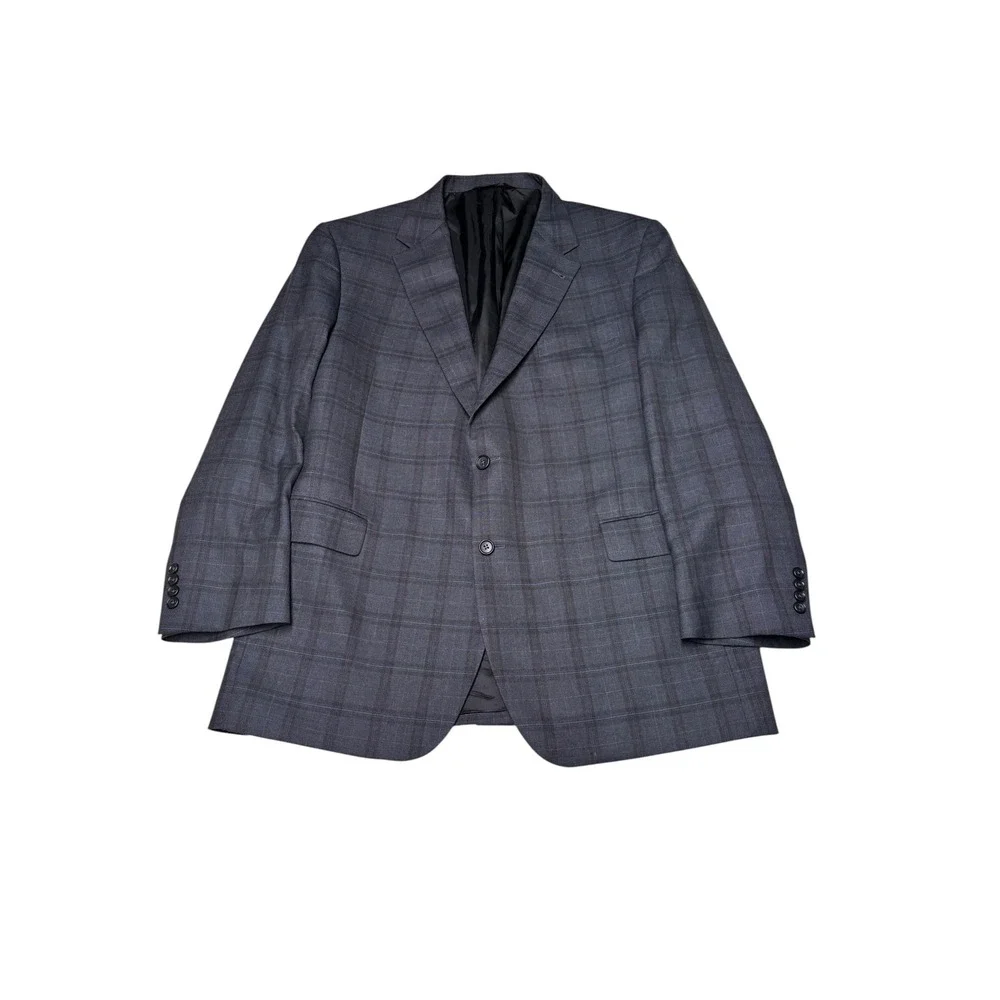 Jos A Bank Signature Collection‎ Gray Plaid 100% Wool Blazer Sport Coat Mens 46R